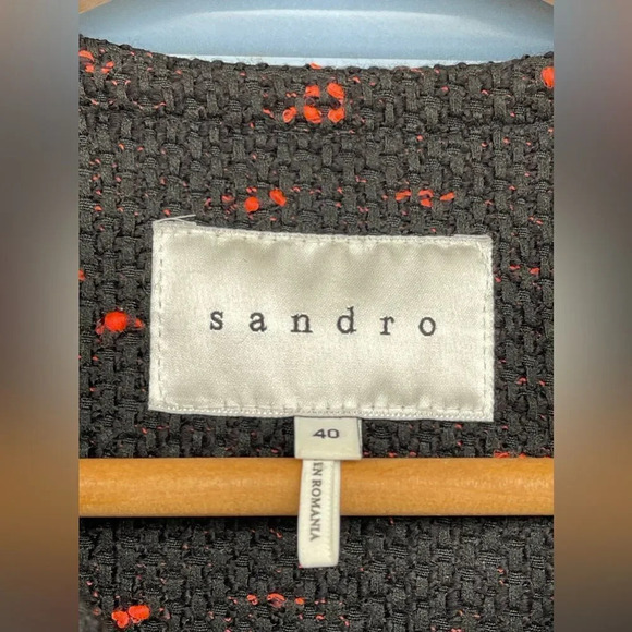 Sandro Veritage Tweed Jacket in Black 40/8 - Picture 6 of 13